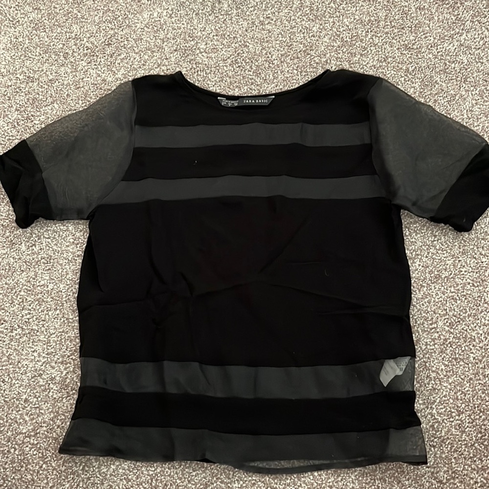 Zara size small blouse with sheer inserts